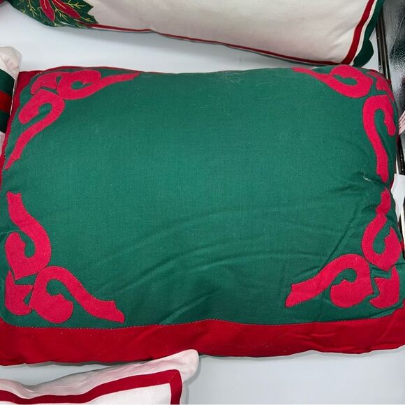5 Keeco 100% Cotton Christmas Pillows in Red/White/Green w/Coordinated Patterns - Picture 4 of 13